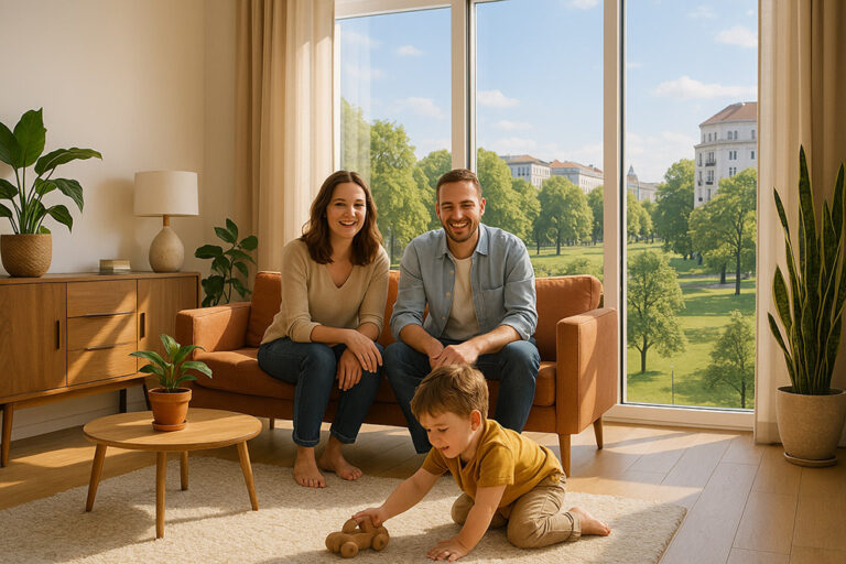 familie cu copii într-un apartament modern în București