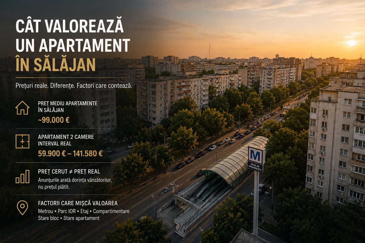 Blocuri de locuințe în zona Sălăjan din Sectorul 3, București, aproape de metroul Nicolae Grigorescu