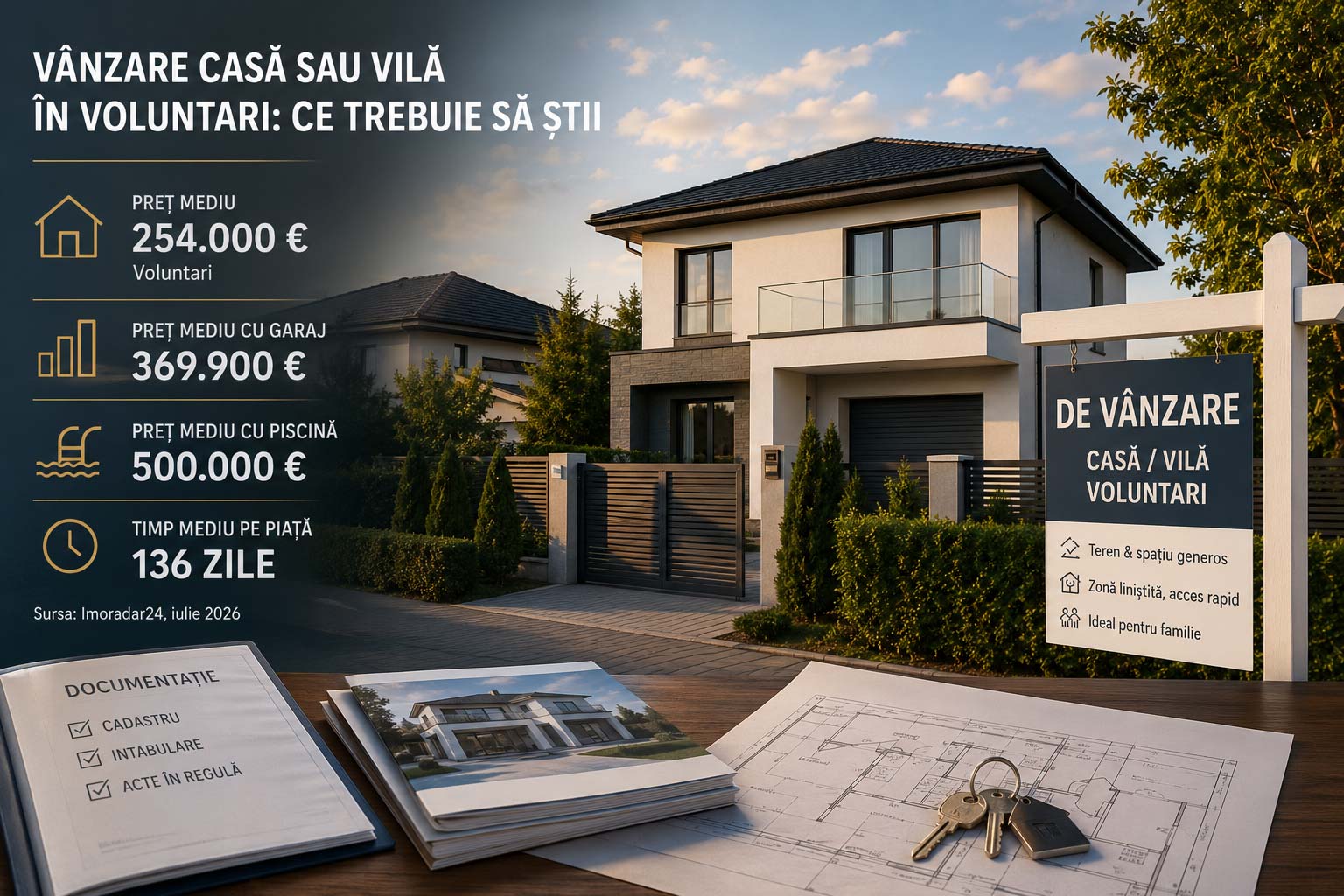 Casă cu curte în Voluntari, județul Ilfov, zonă rezidențială la nordul Bucureștiului
