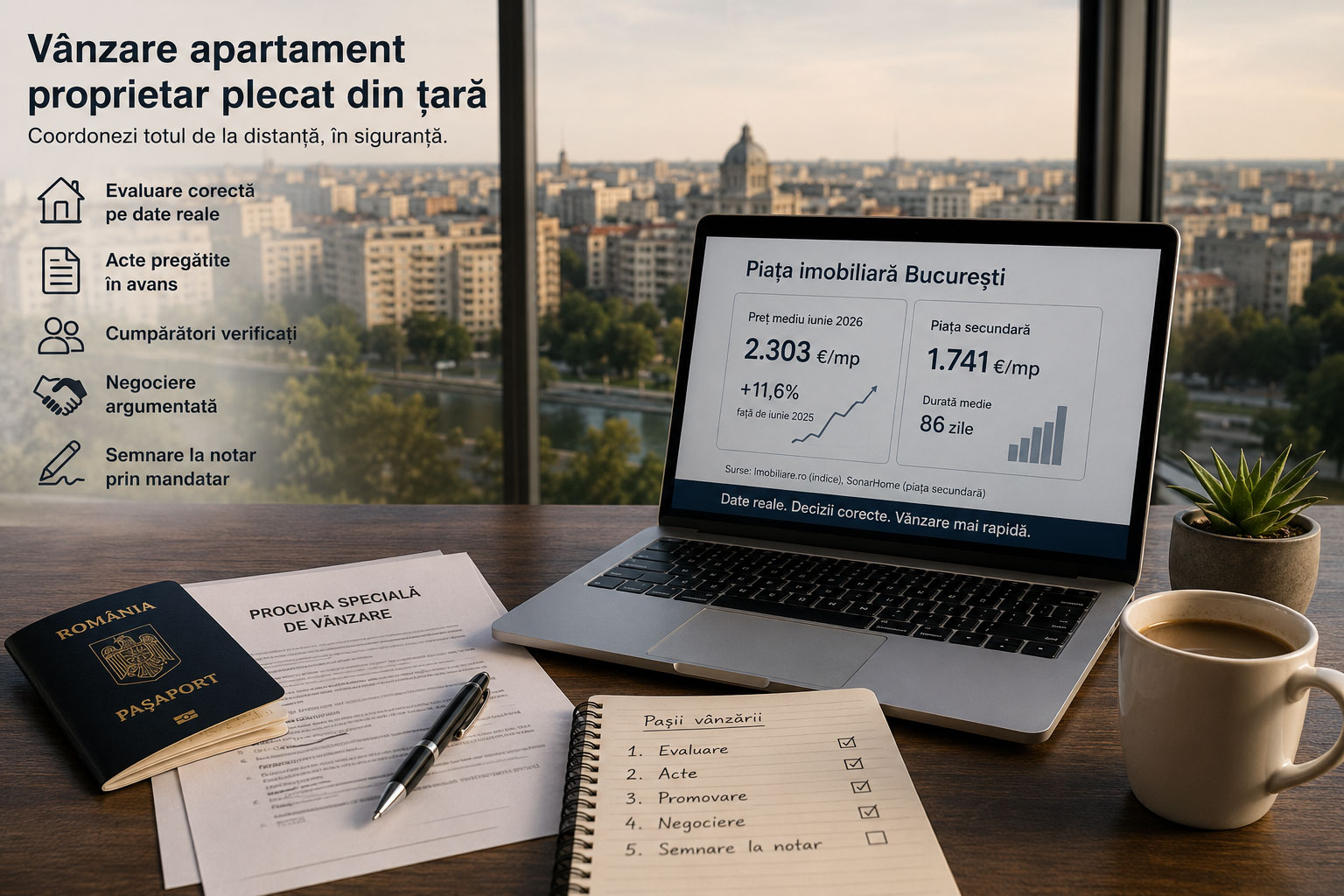 Procură specială și acte pentru vânzarea unui apartament din București de către un proprietar aflat în străinătate
