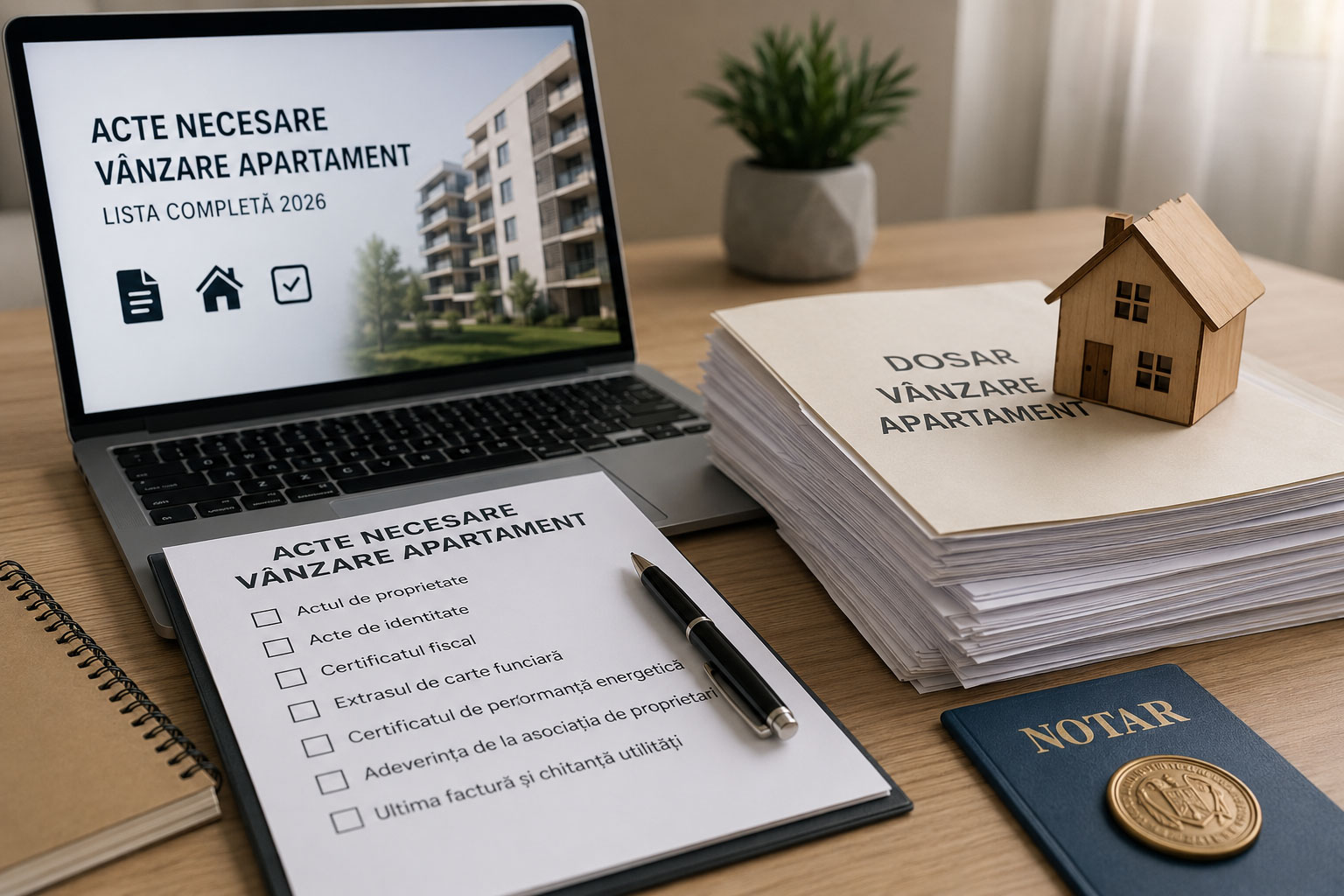Documentele cerute de notar la vânzarea unui apartament în România, pregătite pentru semnare