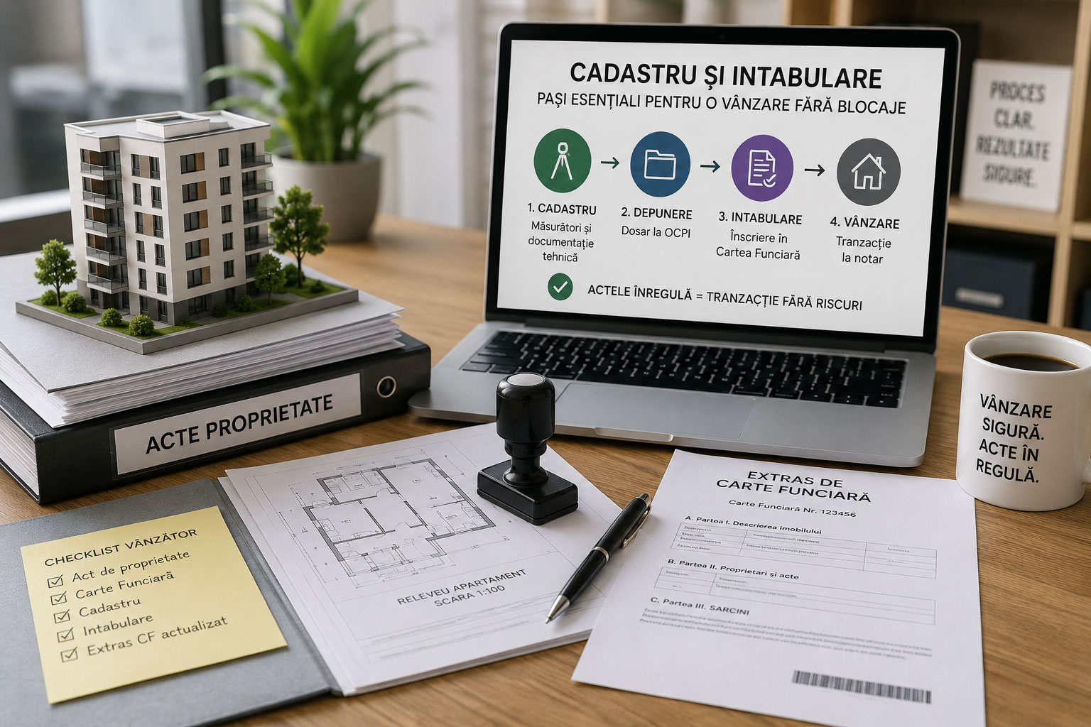 Documentație cadastrală și plan de apartament pregătite pentru intabulare la OCPI