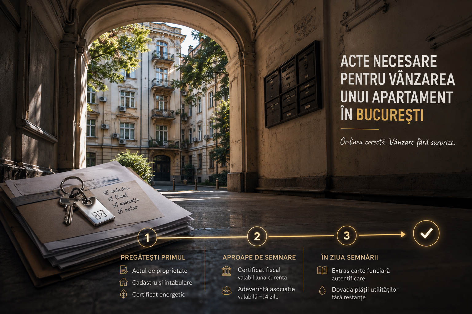 Dosarul cu actele cerute de notar la vânzarea unui apartament din București