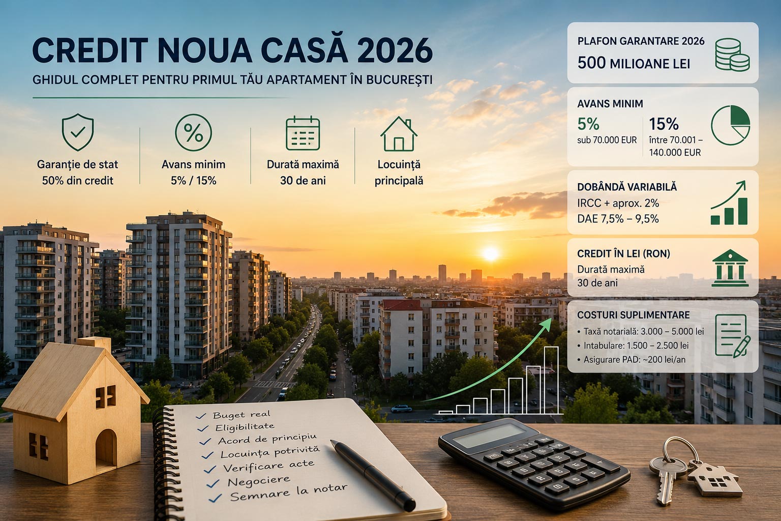 Ilustrație despre creditul garantat de stat Noua Casă pentru cumpărarea unei locuințe