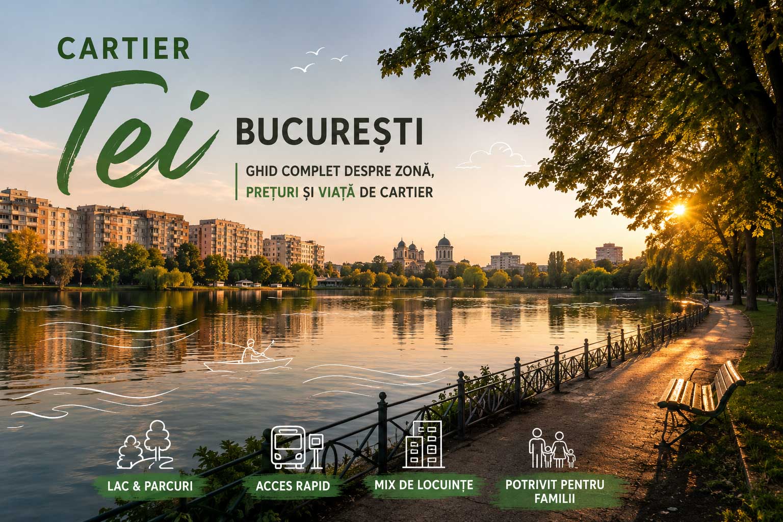 Blocuri de locuințe în cartierul Tei din Sectorul 2, București, în apropierea lacului și a Politehnicii