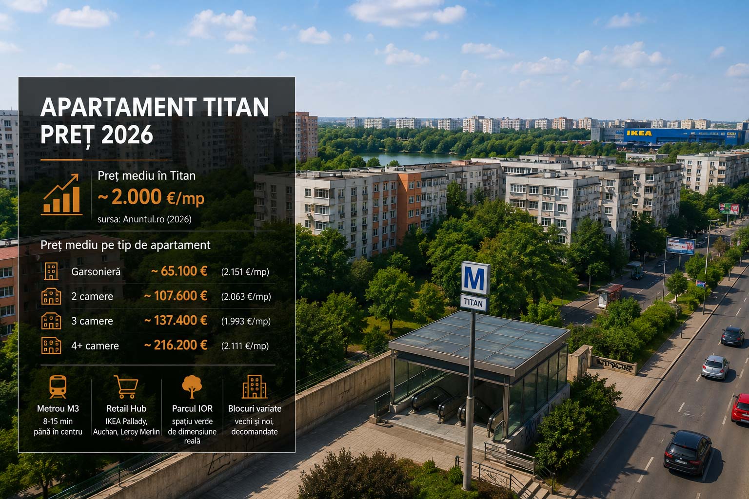 Blocuri de locuințe în cartierul Titan din Sectorul 3, București, zonă deservită de metroul M3
