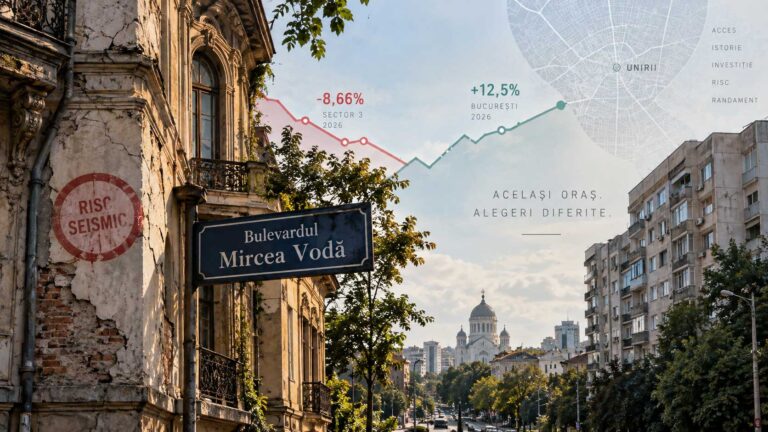 Prețurile cerute pentru apartamentele din zona Mircea Vodă, Sectorul 3 al Bucureștiului, în 2026, între 1.677 și 1.951 de euro pe metru pătrat, la câțiva pași de nodul de metrou din Piața Unirii.