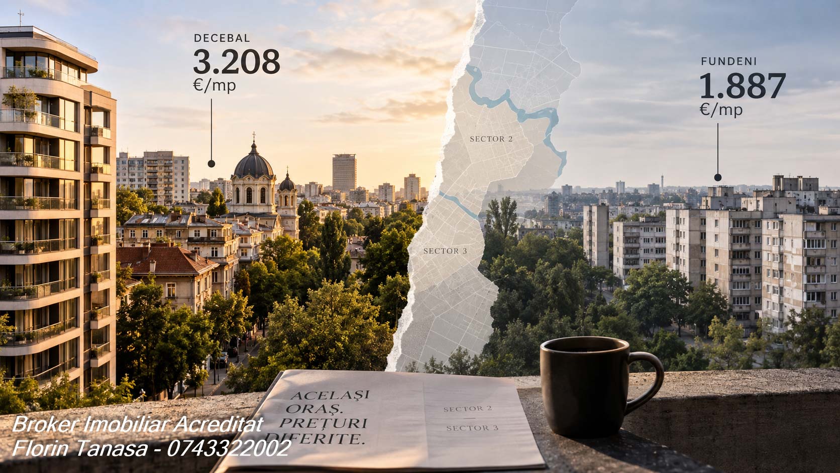 Studiu pe 704 anunțuri publicate direct de proprietari în Sectoarele 2 și 3, cu preț median cerut de 2.160 de euro pe metru pătrat și 119.000 de euro pe apartament