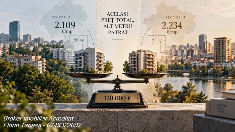 Comparație între prețul apartamentelor din Sectorul 2 și Sectorul 3, median total și pe metru pătrat, din anunțuri de proprietari