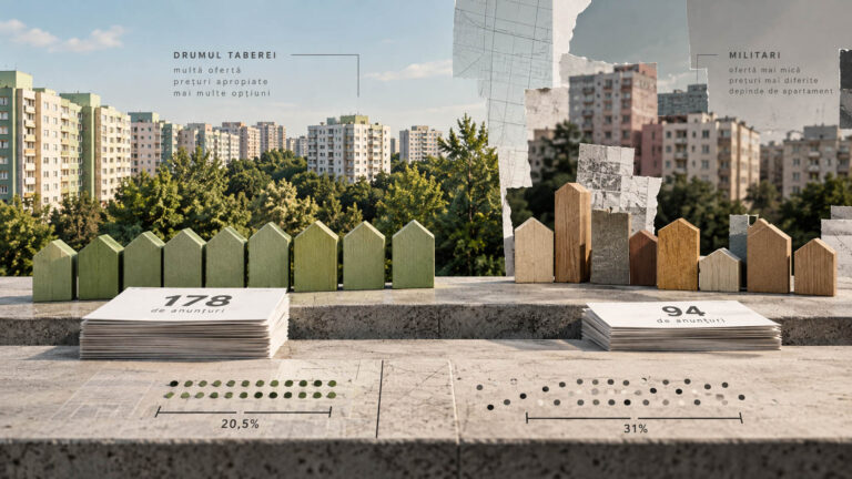 Radiografia anunțurilor publicate direct de proprietari în Drumul Taberei, Sectorul 6 al Bucureștiului, cu prețul median cerut de 2.126 de euro pe metru pătrat pe 178 de anunțuri, cea mai mare ofertă de proprietari dintre cartierele Sectoarelor 4, 5 și 6.