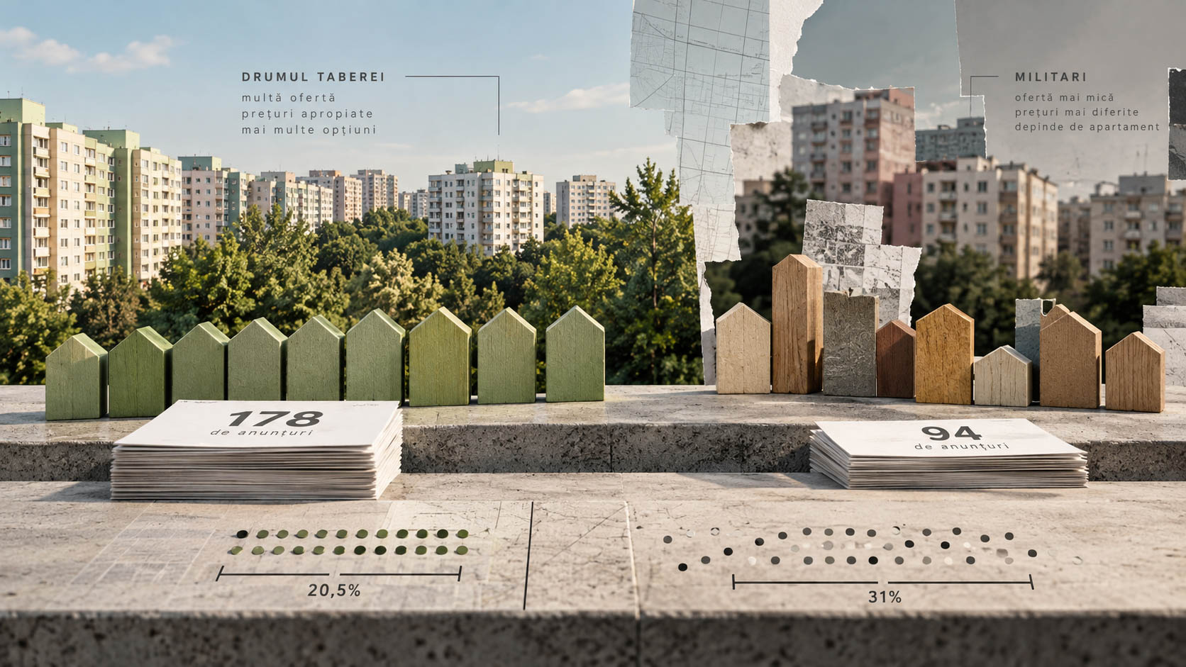 Radiografia anunțurilor publicate direct de proprietari în Drumul Taberei, Sectorul 6 al Bucureștiului, cu prețul median cerut de 2.126 de euro pe metru pătrat pe 178 de anunțuri, cea mai mare ofertă de proprietari dintre cartierele Sectoarelor 4, 5 și 6.