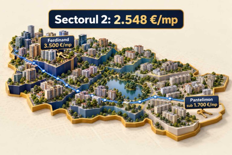 Prețurile la care s-au vândut apartamentele din Sectorul 2 în 2026: median 2.548 de euro pe metru pătrat și 156.500 de euro, de la 3.500 EUR/mp în Ferdinand și Barbu Văcărescu la sub 1.700 în Pantelimon și Colentina.