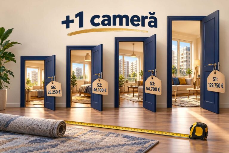 Cât a costat trecerea de la 2 la 3 camere pe vânzările din 2025-2026: 25.250 de euro în Sectorul 6, 46.100 în Sectorul 2, 54.700 în Sectorul 3 și 129.750 în Sectorul 1.