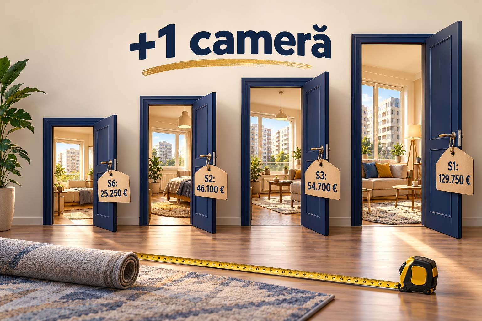 Cât a costat trecerea de la 2 la 3 camere pe vânzările din 2025-2026: 25.250 de euro în Sectorul 6, 46.100 în Sectorul 2, 54.700 în Sectorul 3 și 129.750 în Sectorul 1.