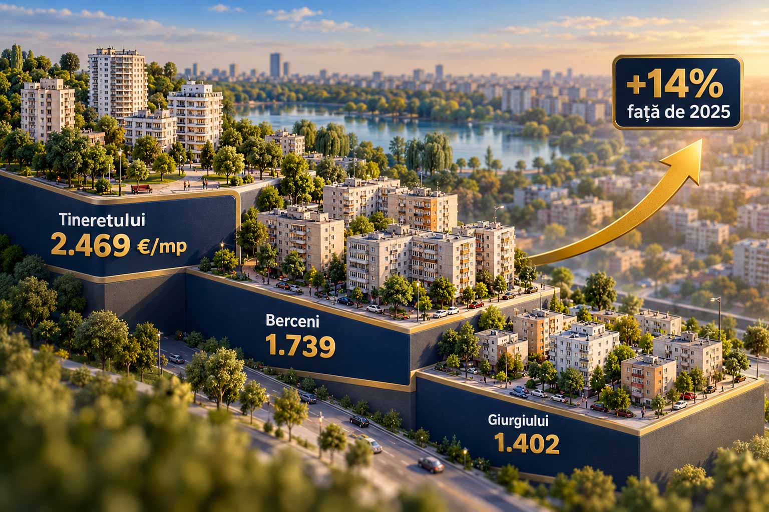 Prețurile la care s-au vândut apartamentele din Sectorul 4 în 2026: median 2.024 de euro pe metru pătrat și 110.000 de euro, de la 2.469 în Tineretului la 1.739 în Berceni și 1.402 în Giurgiului.